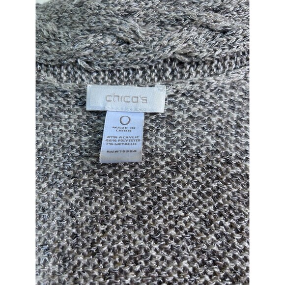 Chico's Women’s Open Front Cardigan Sweater Brown marbled Sleeveless Size 0. - Picture 5 of 7